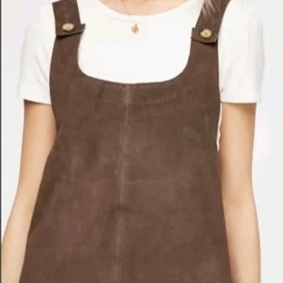 Free People Leather Jumper Dress Small Shift Cowhide - Picture 5 of 8